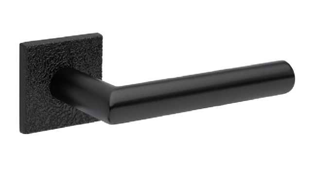 Silves Leather Lever Handle, Black Pearl