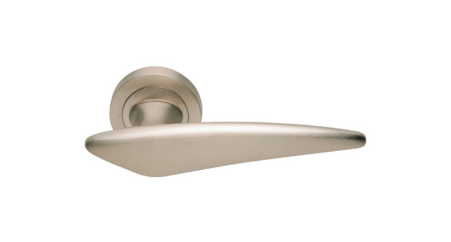 Alea Italian Modern Interior Door Handle, Satin Nickel